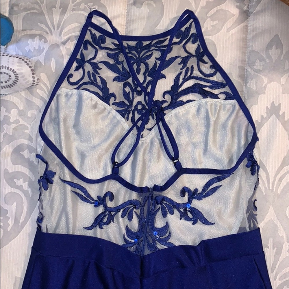Navy blue lace top dress - Picture 2 of 3